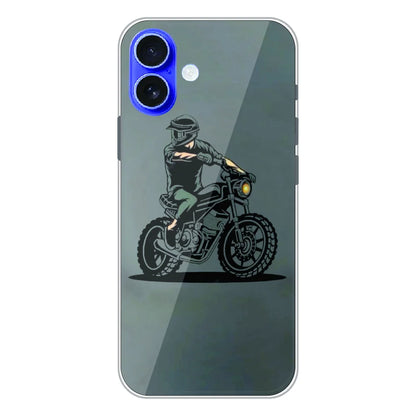 Vintage Biker Rider Art - Printed Silicone Case For Apple iPhone 16