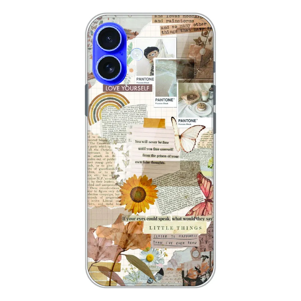 Aesthetic Butterfly & Sunflower - Printed Silicone Case For Apple iPhone 16