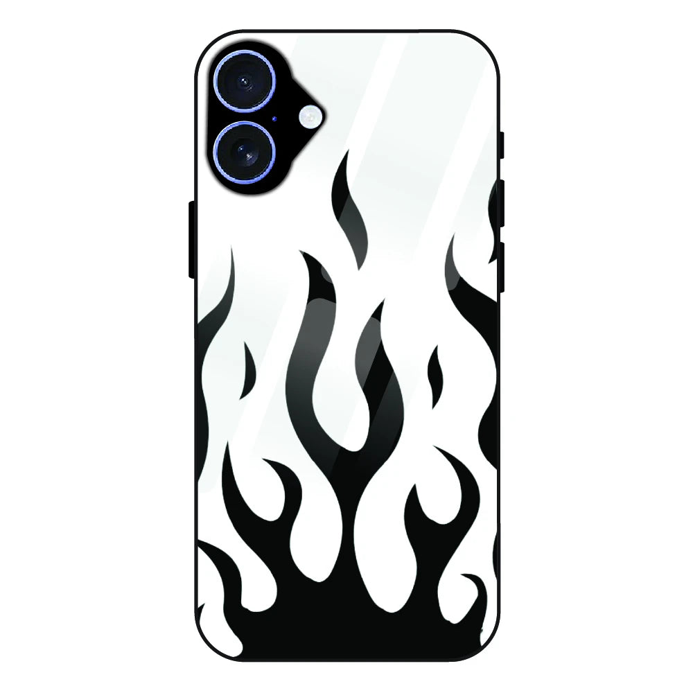 Monochrome Flame Art - Glass Case For Apple iPhone 16