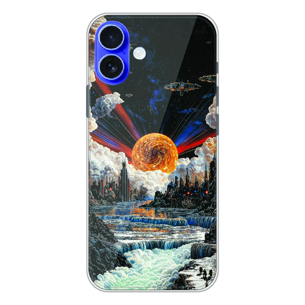 Cosmic Fantasy Sun Landscape - Printed Silicone Case For Apple iPhone 16