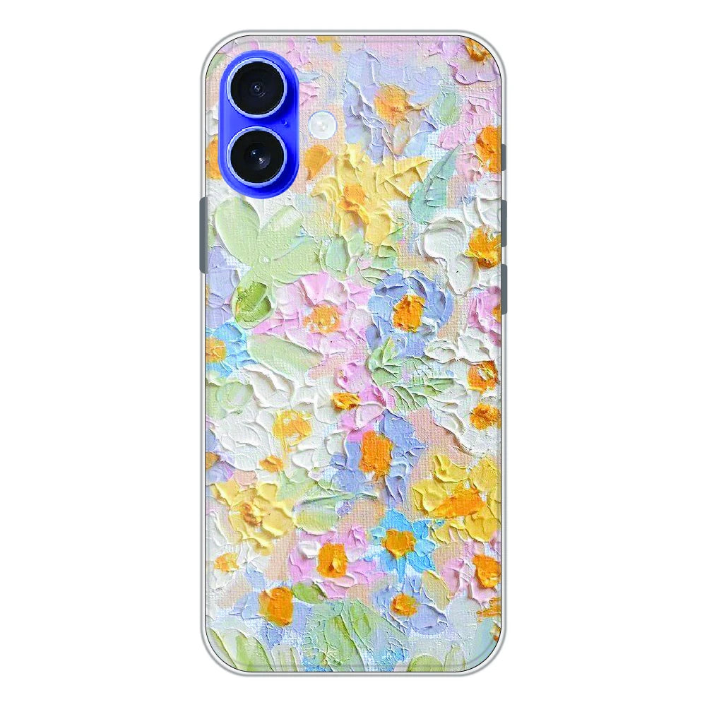 Pastel Floral Oil Paint - Printed Silicone Case For Apple iPhone 16