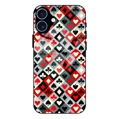 Classic Card Symbols - Glass Case For Apple iPhone 16