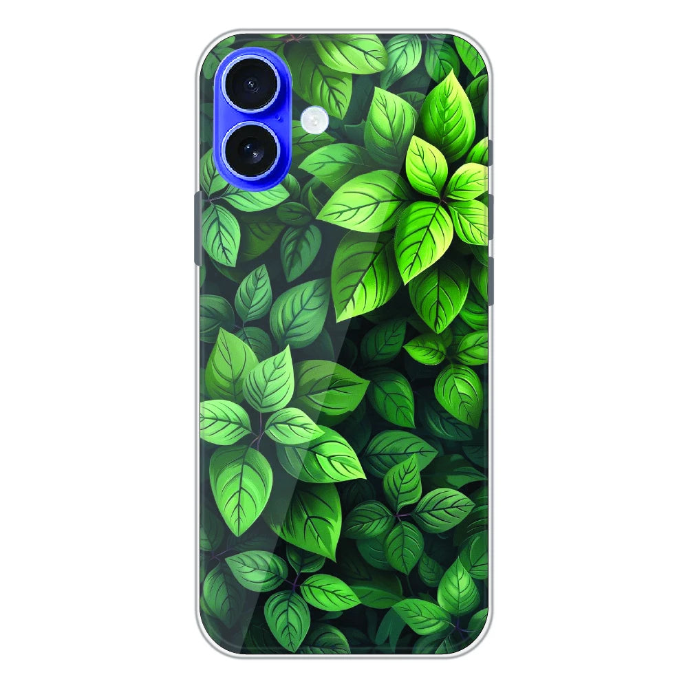 Lush Green Leaf Pattern - Printed Silicone Case For Apple iPhone 16