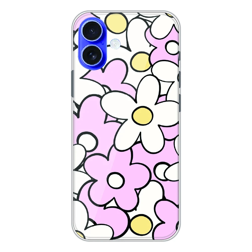 Pink Daisy Floral Pop - Printed Silicone Case For Apple iPhone 16