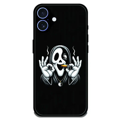 Smoky Skull Chill - Glossy Metal Silicone Case For Apple iPhone 16