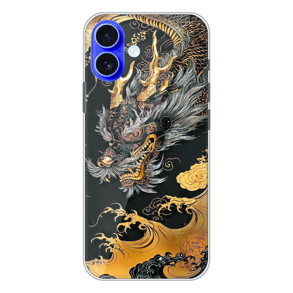 Golden Dragon Japanese Art - Printed Silicone Case For Apple iPhone 16