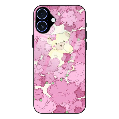 Blush Teddy Floral - Glass Case For Apple iPhone 16