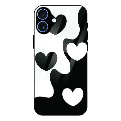 Monochrome Heart Flow - Glass Case For Apple iPhone 16