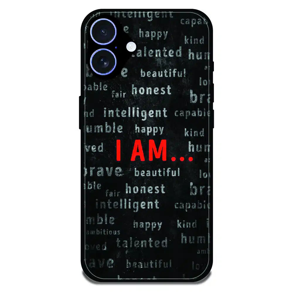 I Am Affirmation Quote - Glossy Metal Silicone Case For Apple iPhone 16