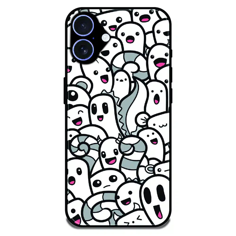 Cute Ghost Crowd - Glossy Metal Silicone Case For Apple iPhone 16