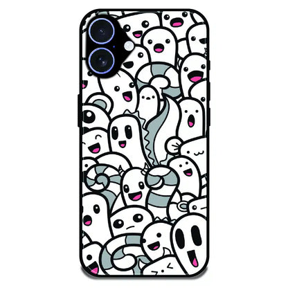 Cute Ghost Crowd - Glossy Metal Silicone Case For Apple iPhone 16