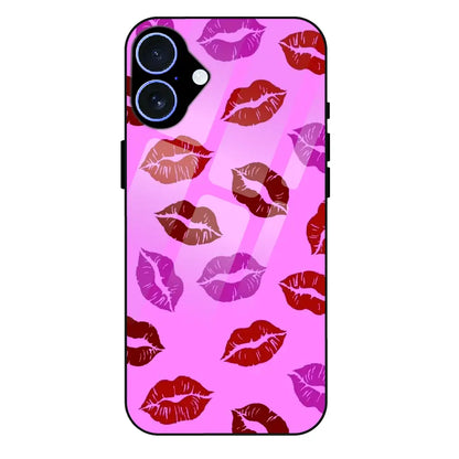 Pink Lips Pop Art Pattern - Glass Case For Apple iPhone 16