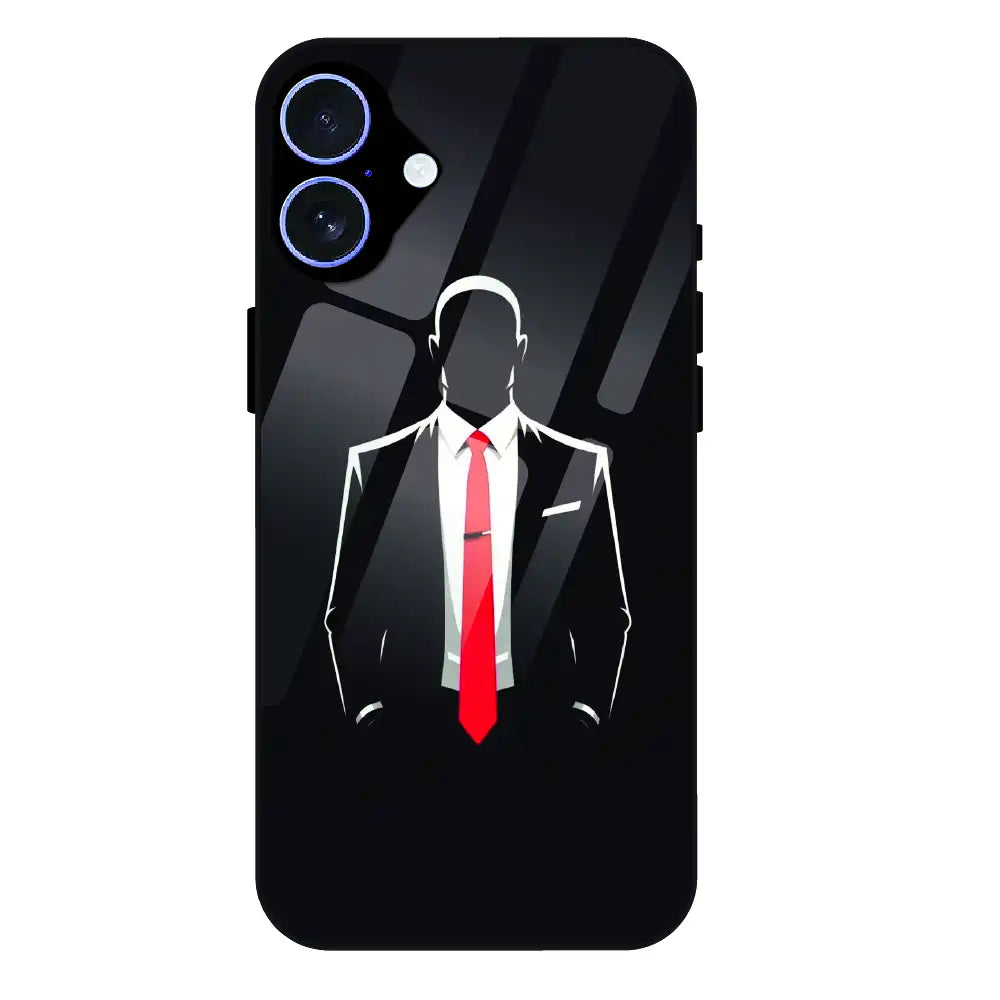 Red Tie Silhouette - Glass Case For Apple iPhone 16 Plus