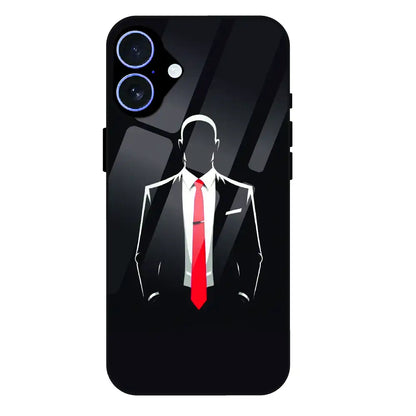 Red Tie Silhouette - Glass Case For Apple iPhone 16 Plus