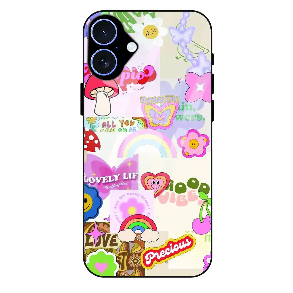 Kawaii Sticker Pop - Glass Case For Apple iPhone 16 Plus