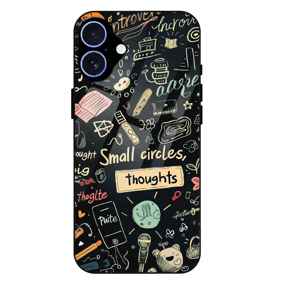 Thought Doodle Noir - Glass Case For Apple iPhone 16 Plus