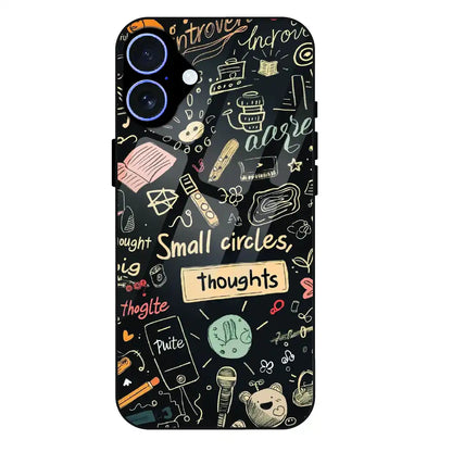 Thought Doodle Noir - Glass Case For Apple iPhone 16 Plus