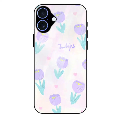 Pastel Tulip Floral - Glass Case For Apple iPhone 16 Plus