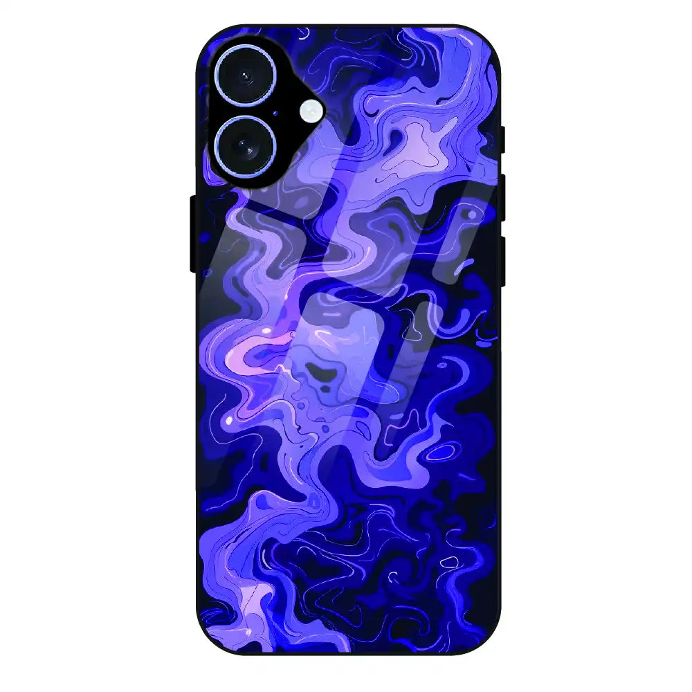 Purple Wave Abstract - Glass Case For Apple iPhone 16 Plus
