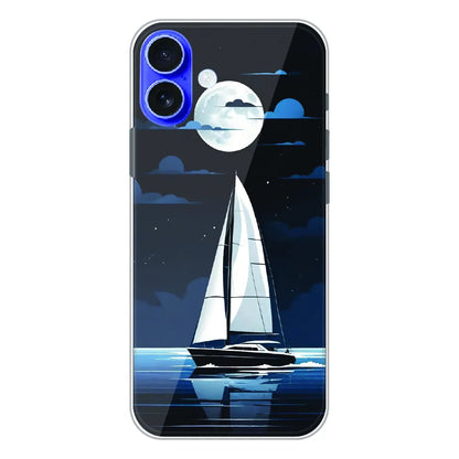 Moonlight Sailboat - Printed Silicone Case For Apple iPhone 16 Plus