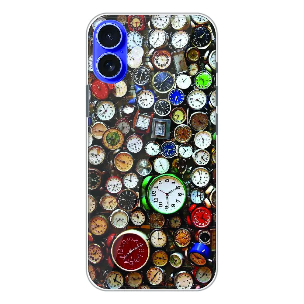 Retro Timepiece Pattern - Printed Silicone Case For Apple iPhone 16 Plus