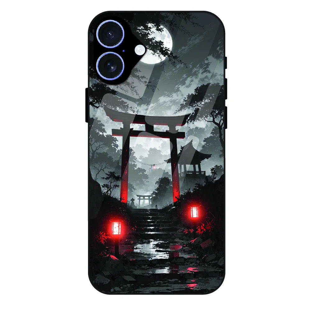 Midnight Torii Forest - Glass Case For Apple iPhone 16 Plus