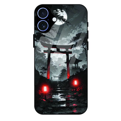 Midnight Torii Forest - Glass Case For Apple iPhone 16 Plus