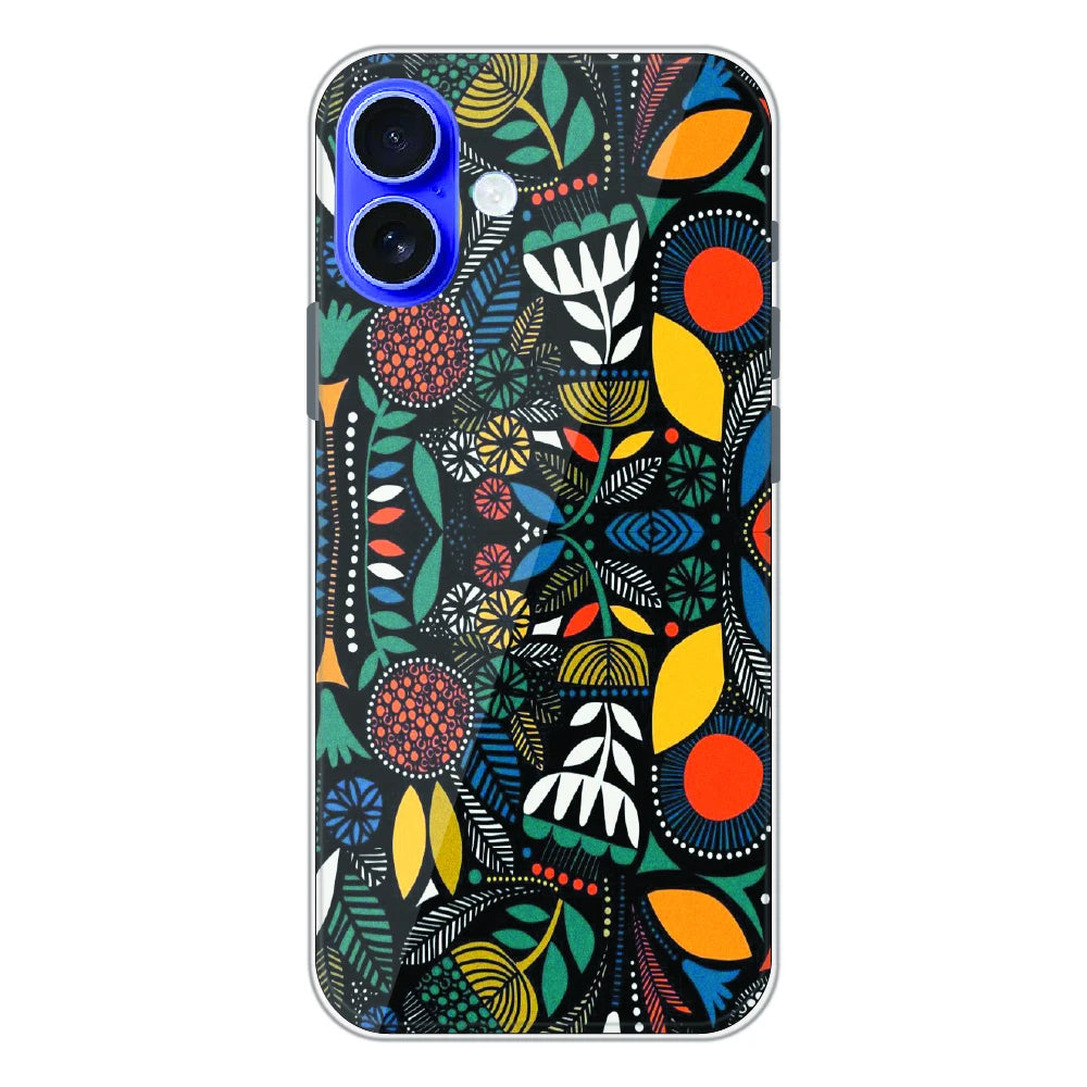 Folk Floral Night Garden - Printed Silicone Case For Apple iPhone 16 Plus