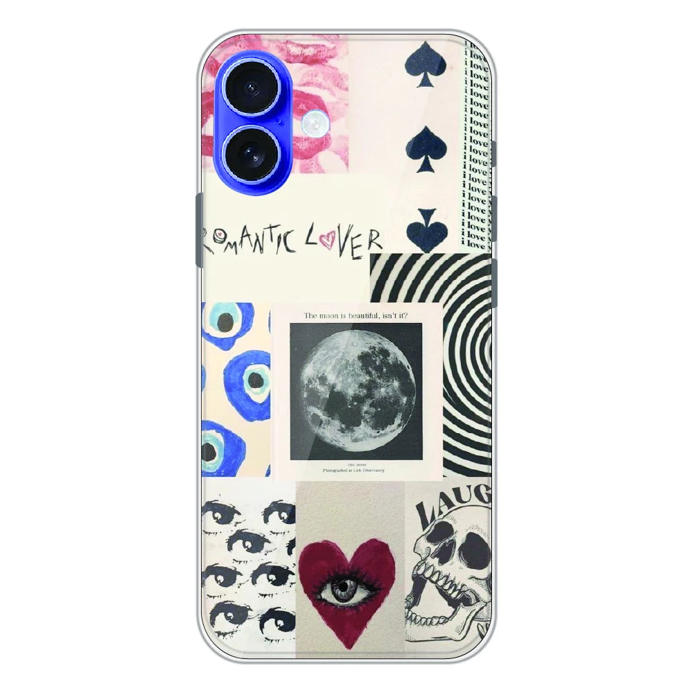 Romantic Art Collage - Printed Silicone Case For Apple iPhone 16 Plus