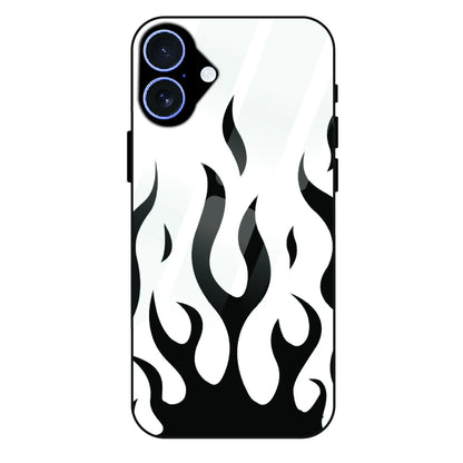 Monochrome Flame Art - Glass Case For Apple iPhone 16 Plus