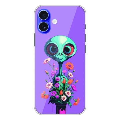 Floral Alien Fantasy - Printed Silicone Case For Apple iPhone 16 Plus