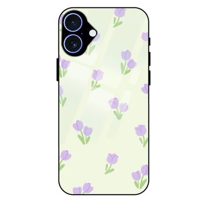 Minimal Tulip Pattern - Glass Case For Apple iPhone 16 Plus