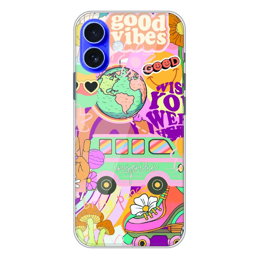 Good Vibes Retro Travel Art - Printed Silicone Case For Apple iPhone 16 Plus