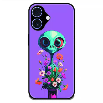 Floral Alien Fantasy - Glossy Metal Silicone Case For Apple iPhone 16 Plus