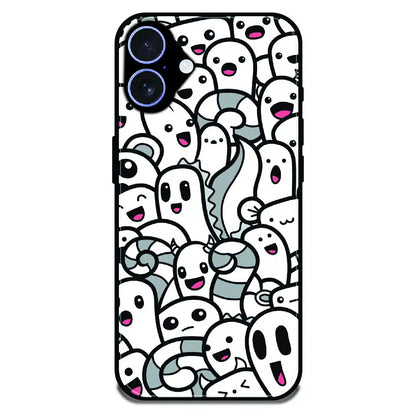 Cute Ghost Crowd - Glossy Metal Silicone Case For Apple iPhone 16 Plus