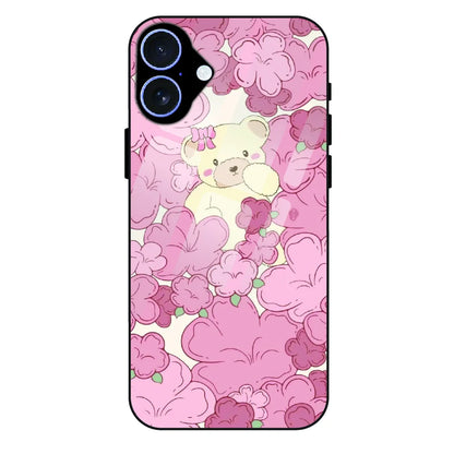 Blush Teddy Floral - Glass Case For Apple iPhone 16 Plus