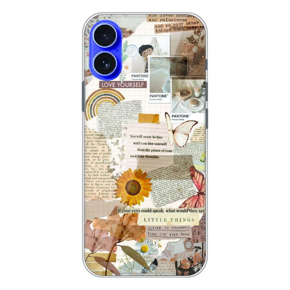 Aesthetic Butterfly & Sunflower - Printed Silicone Case For Apple iPhone 16 Plus