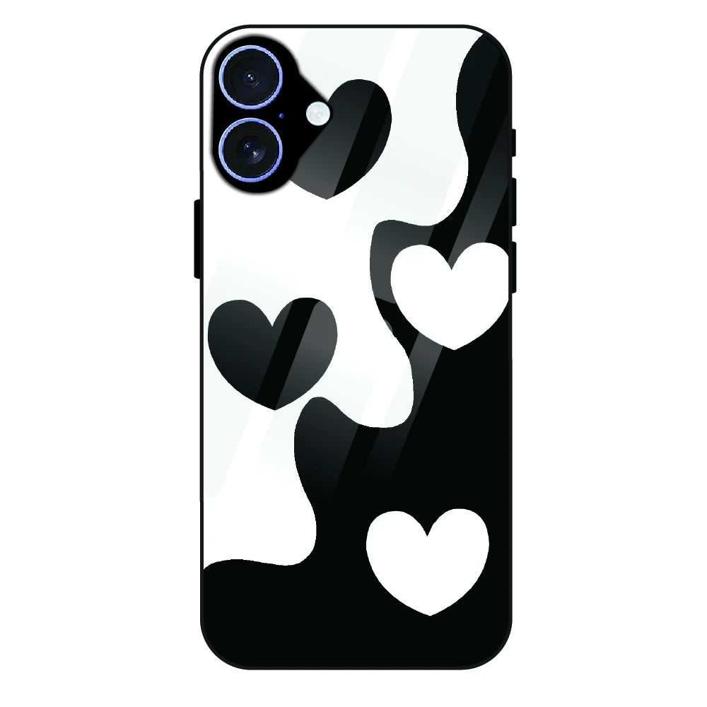 Monochrome Heart Flow - Glass Case For Apple iPhone 16 Plus