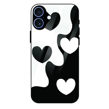 Monochrome Heart Flow - Glass Case For Apple iPhone 16 Plus