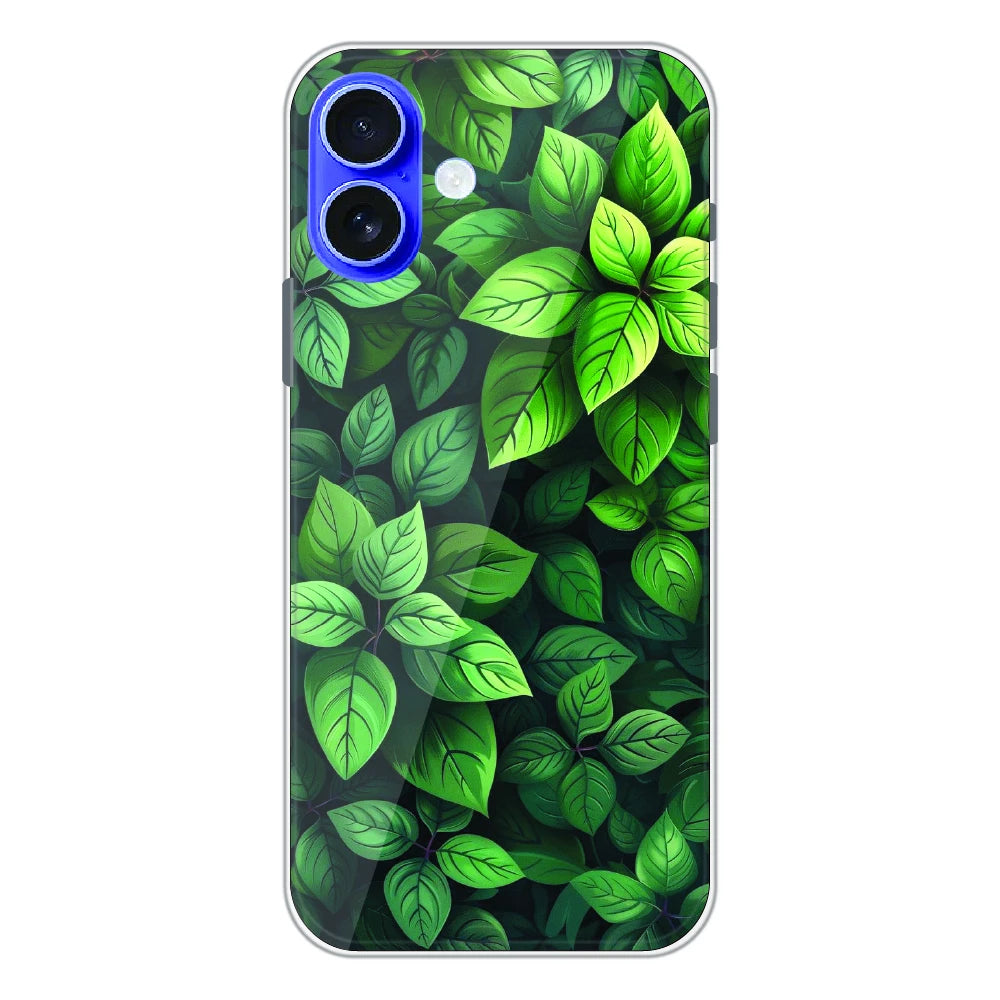 Lush Green Leaf Pattern - Printed Silicone Case For Apple iPhone 16 Plus