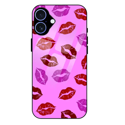 Pink Lips Pop Art Pattern - Glass Case For Apple iPhone 16 Plus