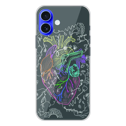 Anatomical Heart Line Art - Printed Silicone Case For Apple iPhone 16 Plus