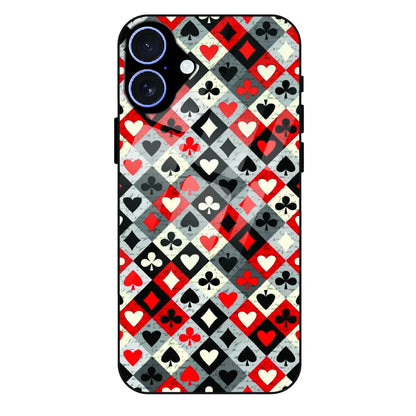 Classic Card Symbols - Glass Case For Apple iPhone 16 Plus