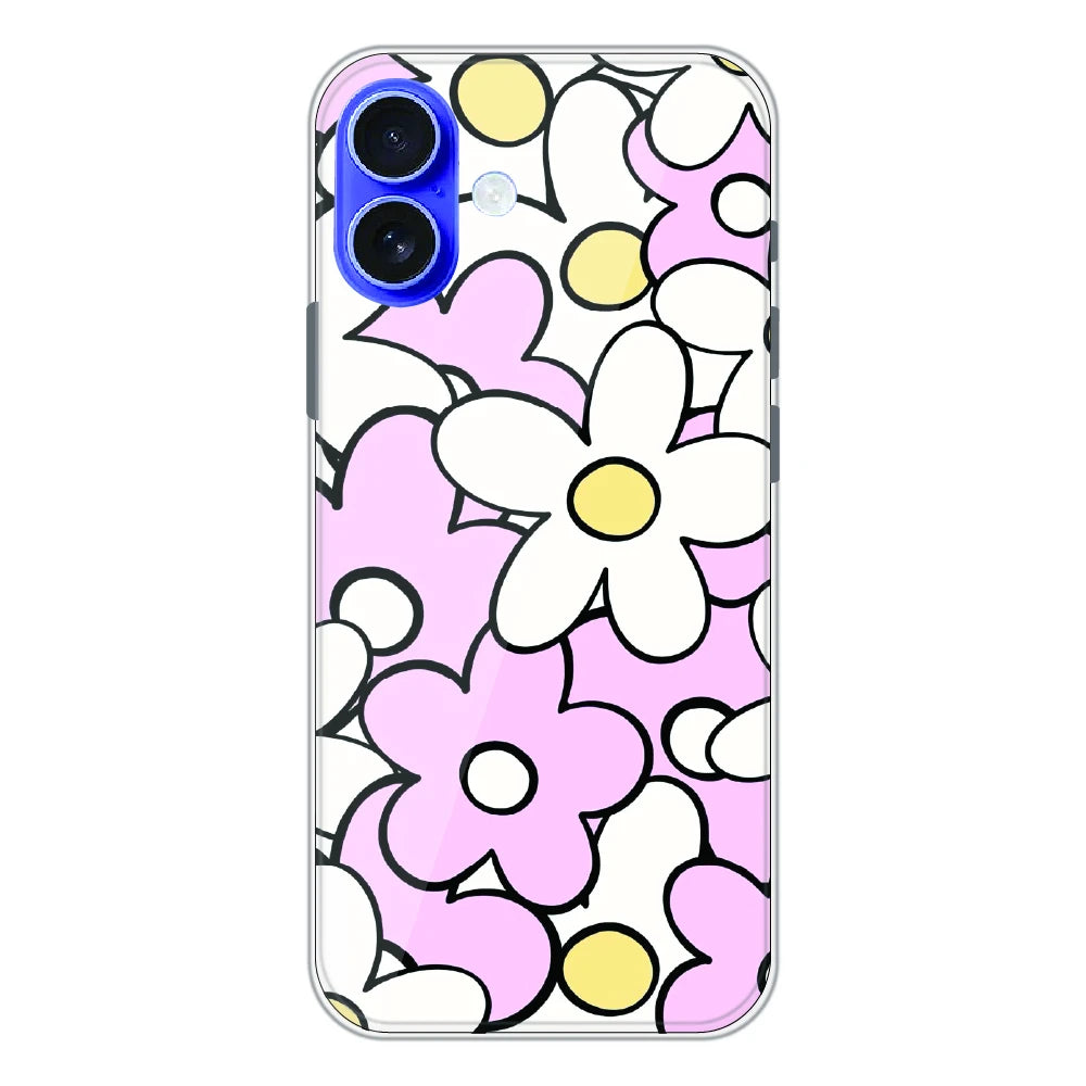 Pink Daisy Floral Pop - Printed Silicone Case For Apple iPhone 16 Plus