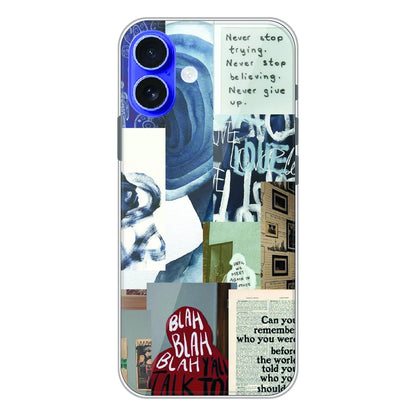 Blue Motivational Collage - Printed Silicone Case For Apple iPhone 16 Plus