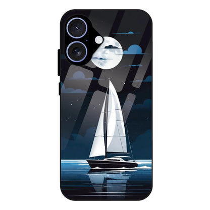 Moonlight Sailboat - Glass Case For Apple iPhone 16 Plus