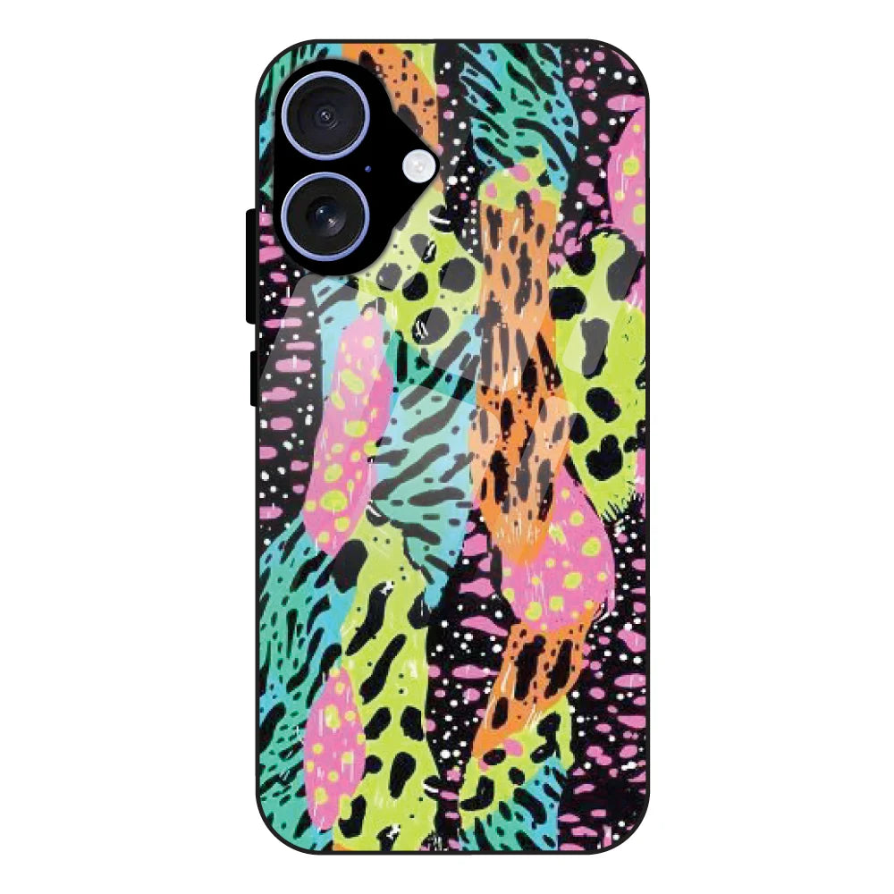Colorful Artistic Paint Splash - Glass Case For Apple iPhone 16 Plus