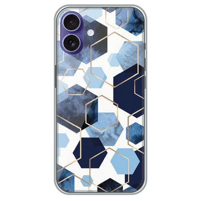Blue Hex Mosaic - Printed Silicone Case for Apple iPhone 16 Plus