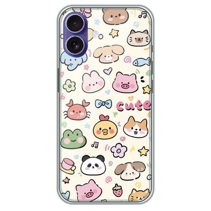 Cute Animal Friends - Printed Silicone Case for Apple iPhone 16 Plus