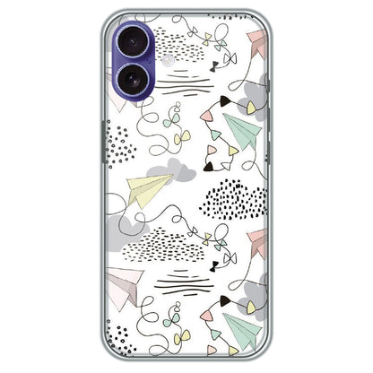 Paper Plane Doodles - Printed Silicone Case for Apple iPhone 16 Plus